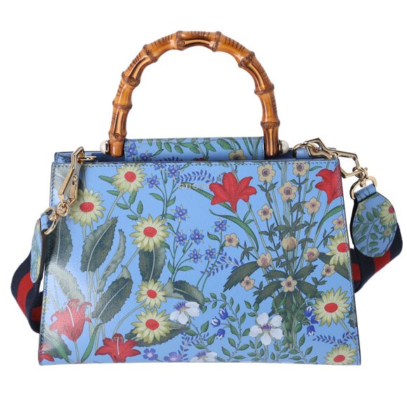 Gucci Nimfair Flora Azure Floral Handbag Handbag Flower Bamboo - Picture 1 of 6